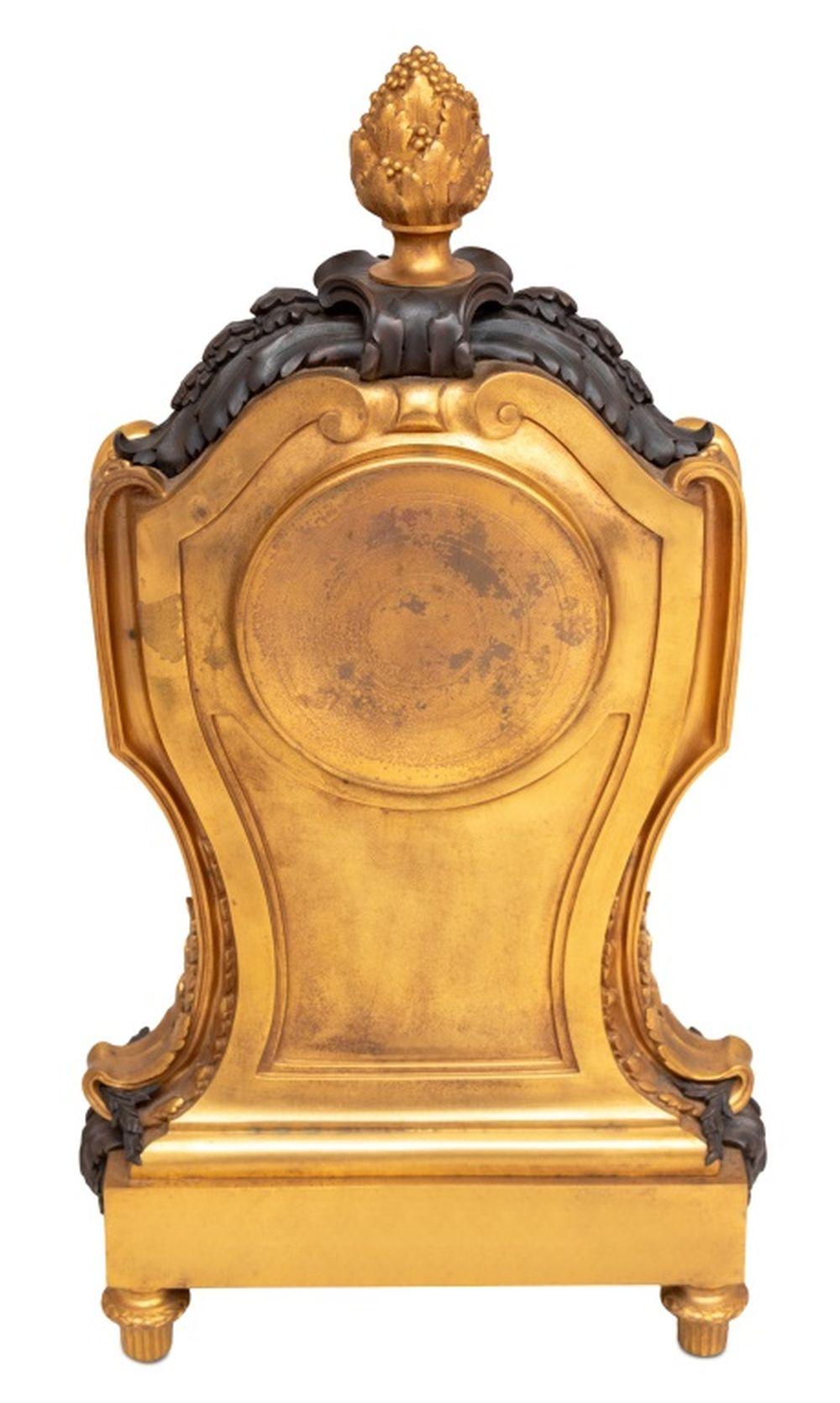 Louis XVI Style Gilt and Patinated Bronze Clock In Good Condition For Sale In Astoria, NY