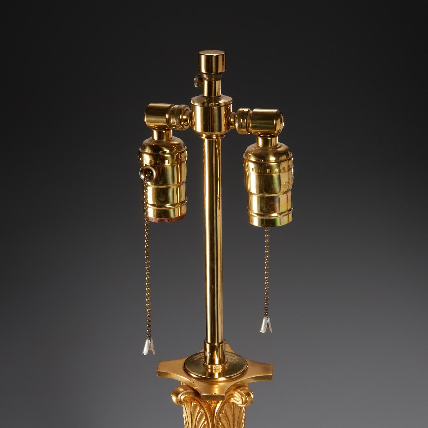 Italian Louis XVI Style Gilt and Patinated Bronze Lamps by Gherardo Degli Albizzi, Pair For Sale