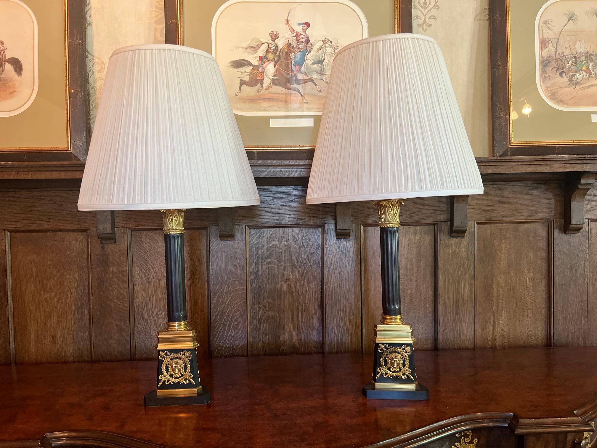 Louis XVI Style Gilt and Patinated Bronze Lamps by Gherardo Degli Albizzi, Pair For Sale 2