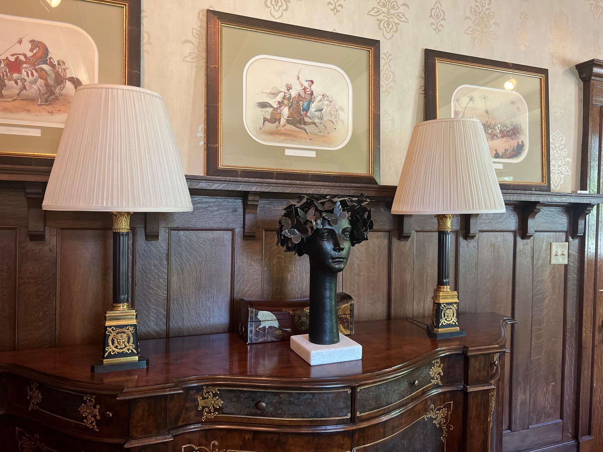 Louis XVI Style Gilt and Patinated Bronze Lamps by Gherardo Degli Albizzi, Pair For Sale 3