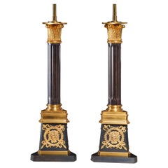 Louis XVI Style Gilt and Patinated Bronze Lamps by Gherardo Degli Albizzi, Pair