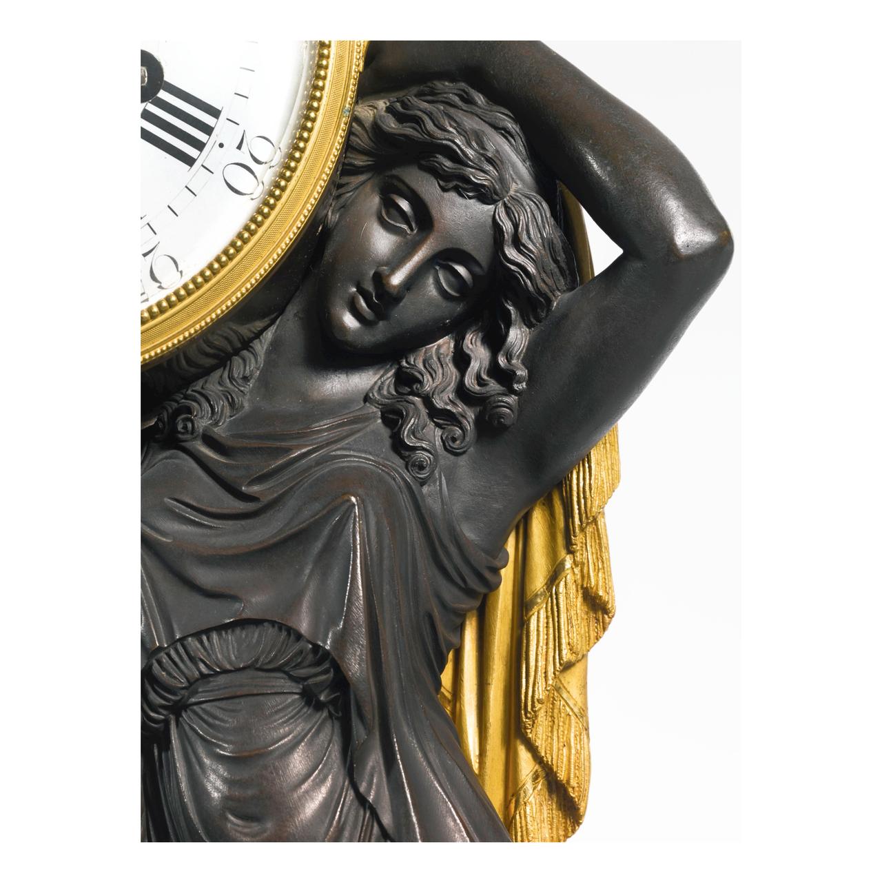 19th Century Louis XVI Style Gilt and Patinated Bronze Mantel Clock