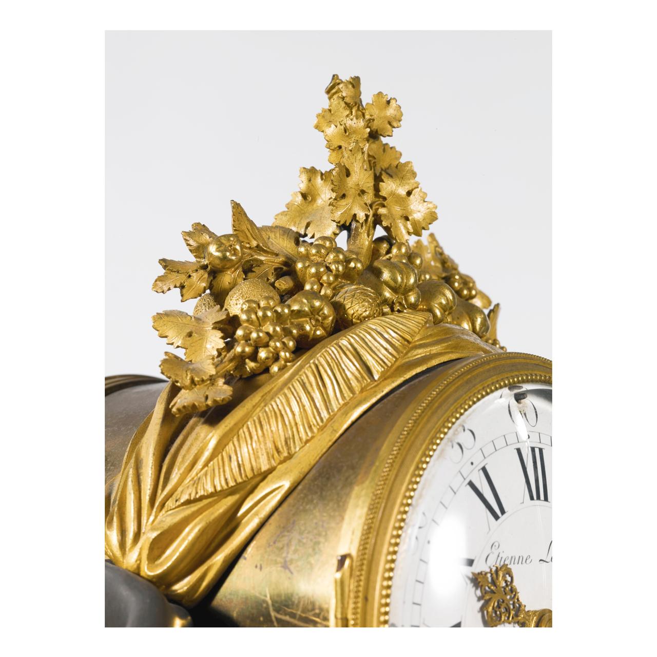 Louis XVI Style Gilt and Patinated Bronze Mantel Clock 1