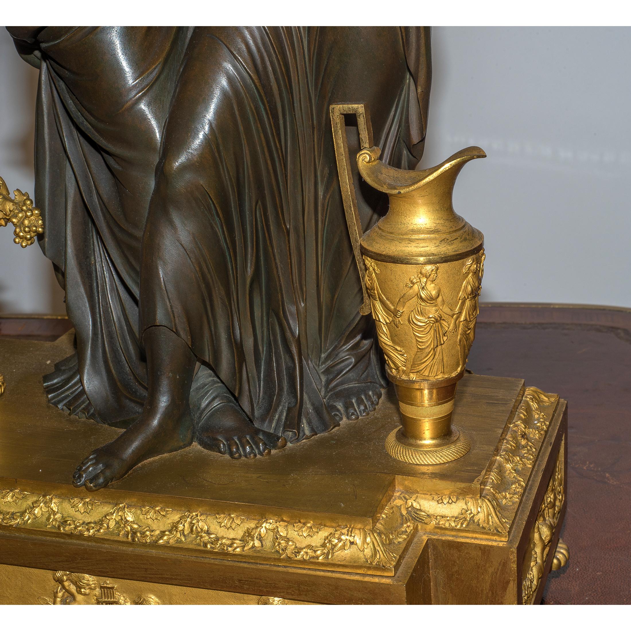 Louis XVI Style Gilt and Patinated Bronze Mantel Clock 4