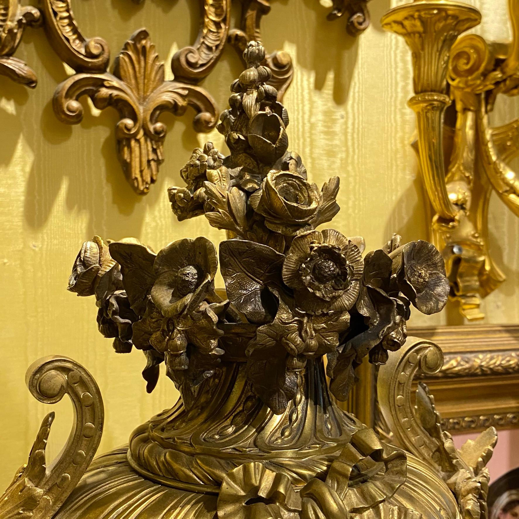 Louis XVI Style Gilt and Patinated Figural Bronze Clock 7