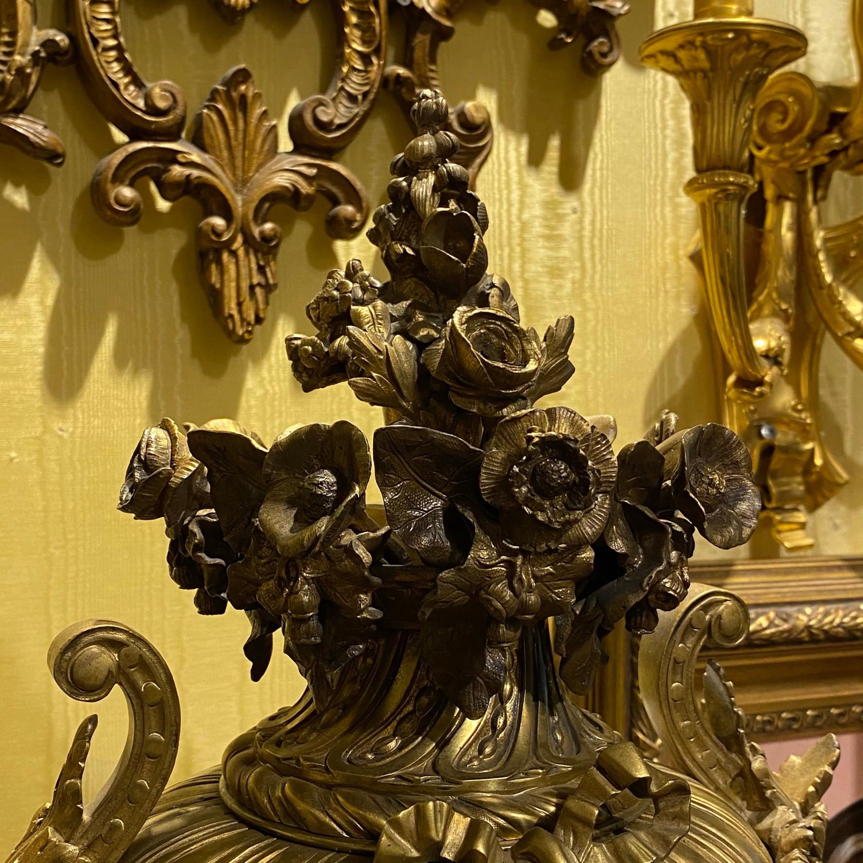 Louis XVI Style Gilt and Patinated Figural Bronze Clock 9