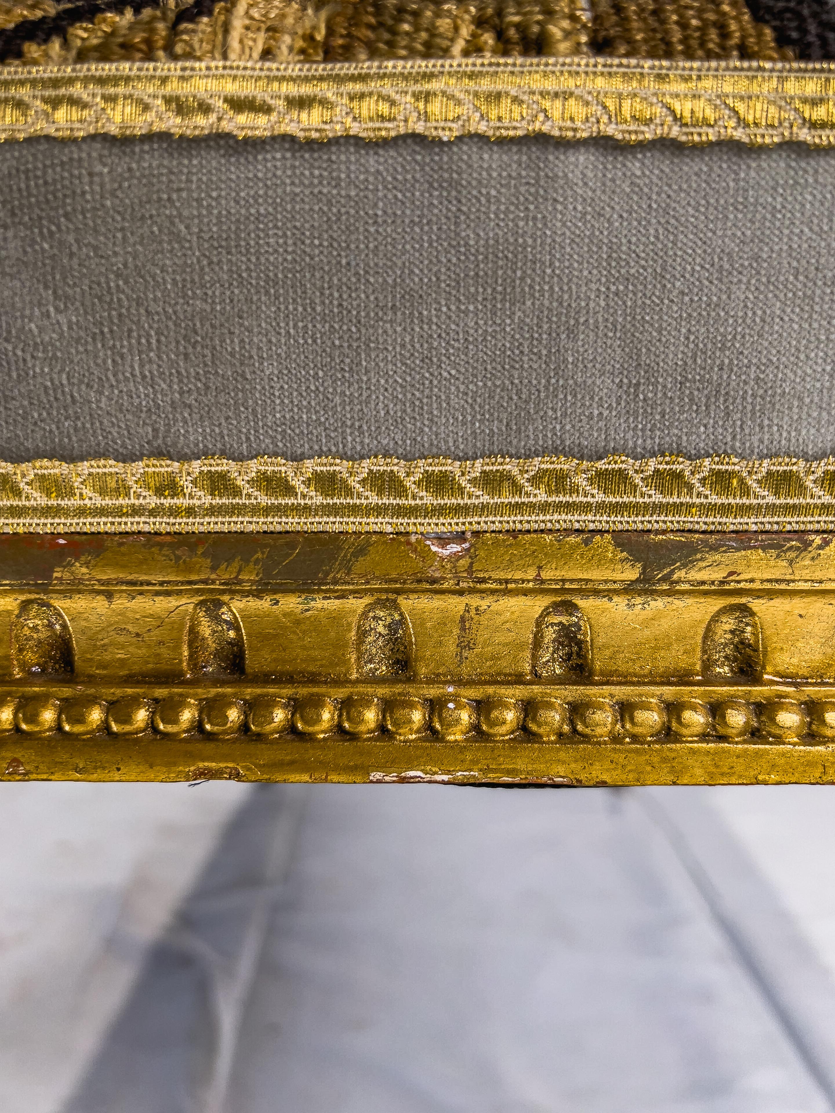 Louis XVI Style Gilt Bench Upholstered with Aubusson Fragment 10