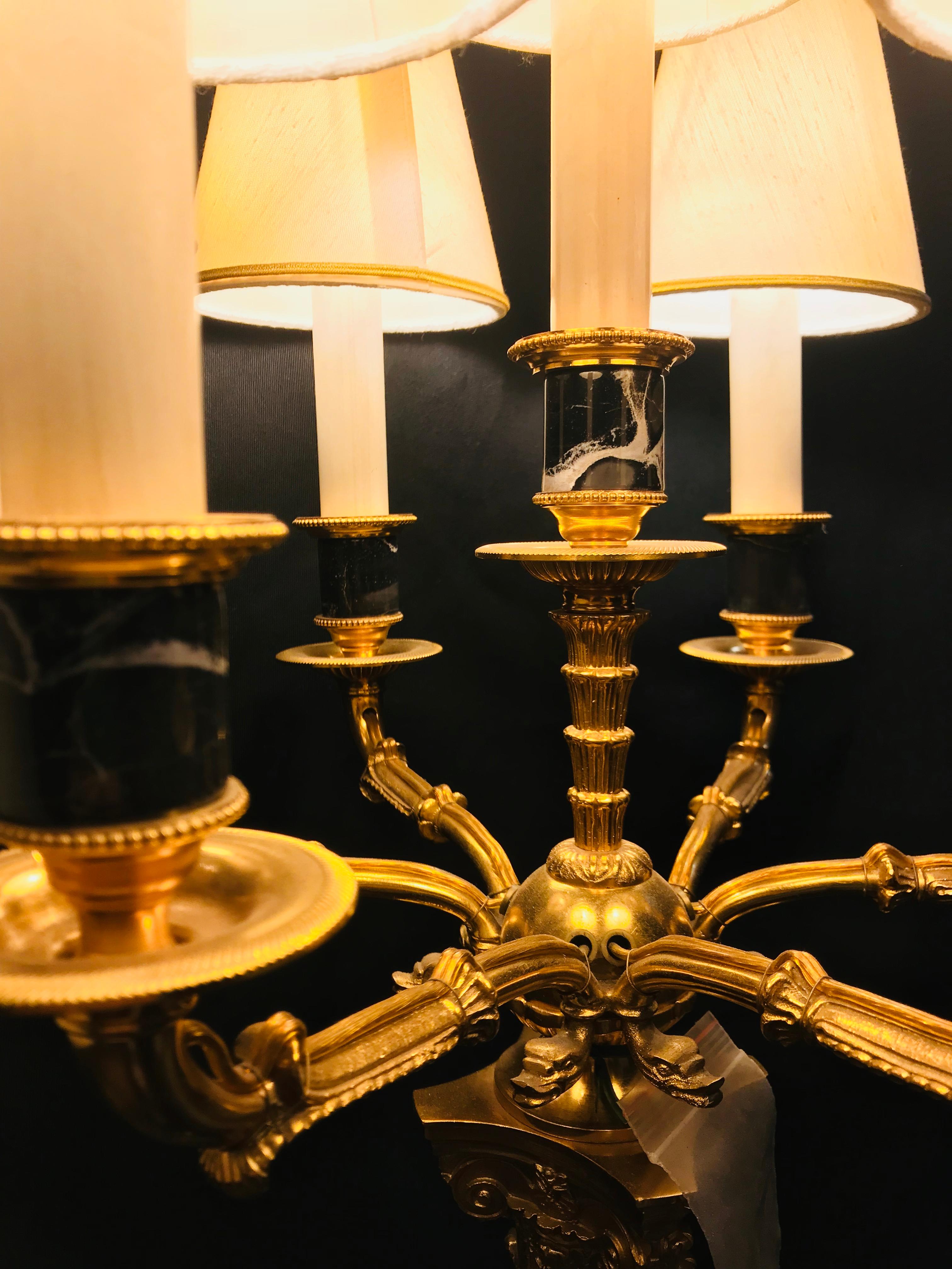 Louis XVI Style Gilt Bronze and Marble Candelabra By Gherardo Degli Albizzi In New Condition For Sale In Florence, Tuscany