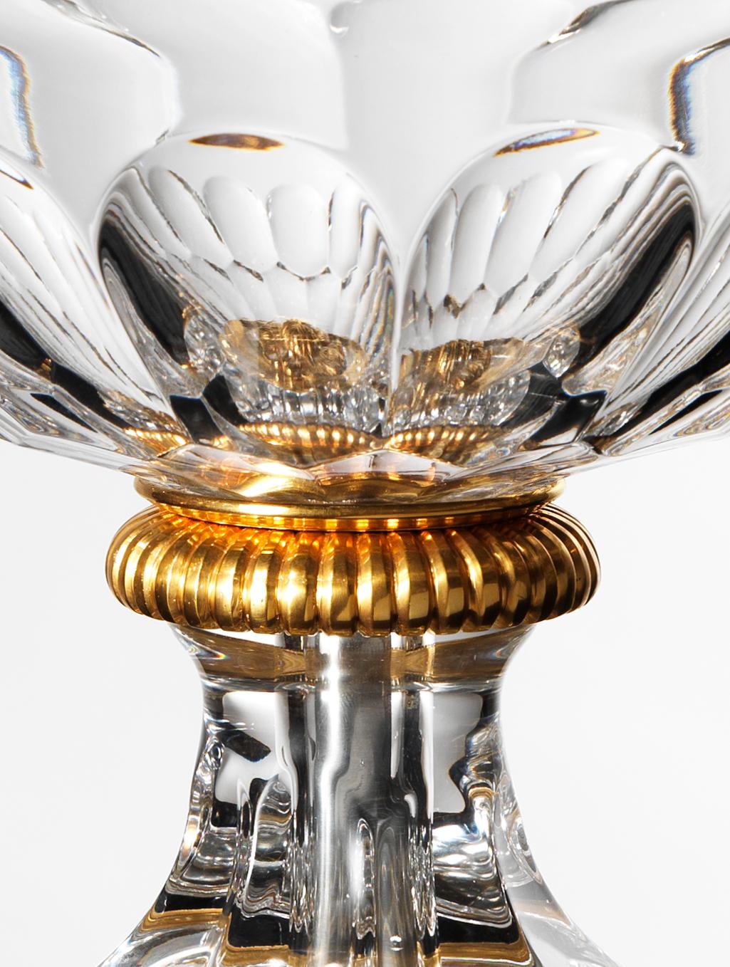 Beveled Louis XVI Style Gilt Bronze and Crystal Bowl by Gherardo Degli Albizzi For Sale