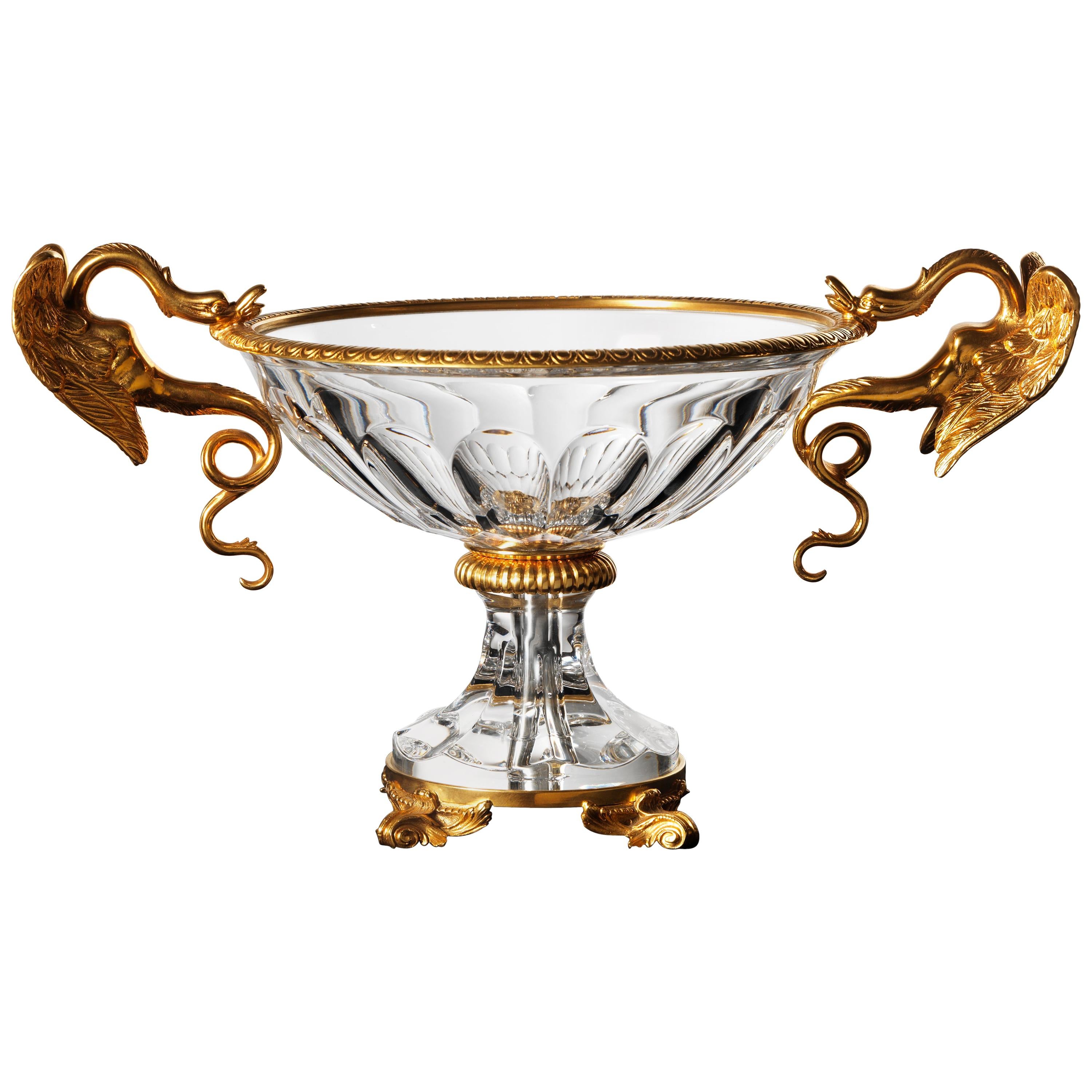 Louis XVI Style Gilt Bronze and Crystal Bowl by Gherardo Degli Albizzi