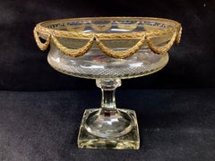 Louis XVI Style Gilt Bronze And Cut Crystal Ormolu Pedestal Bowl