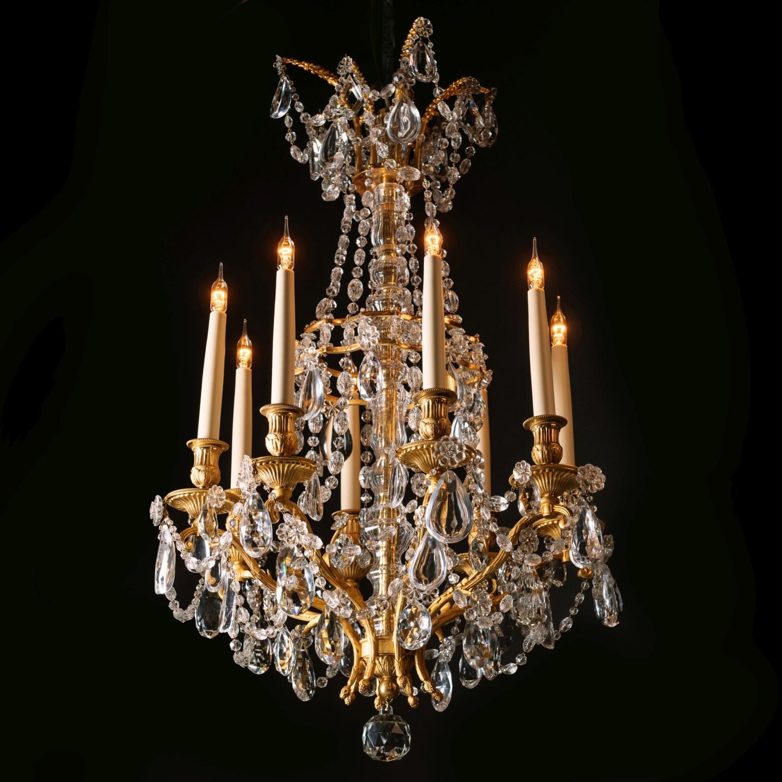 French Louis XVI Style Gilt-Bronze and Cut-Glass Eight-Light Chandelier For Sale
