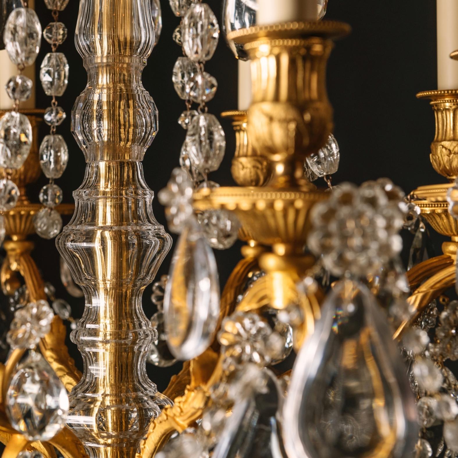 19th Century Louis XVI Style Gilt-Bronze and Cut-Glass Eight-Light Chandelier For Sale