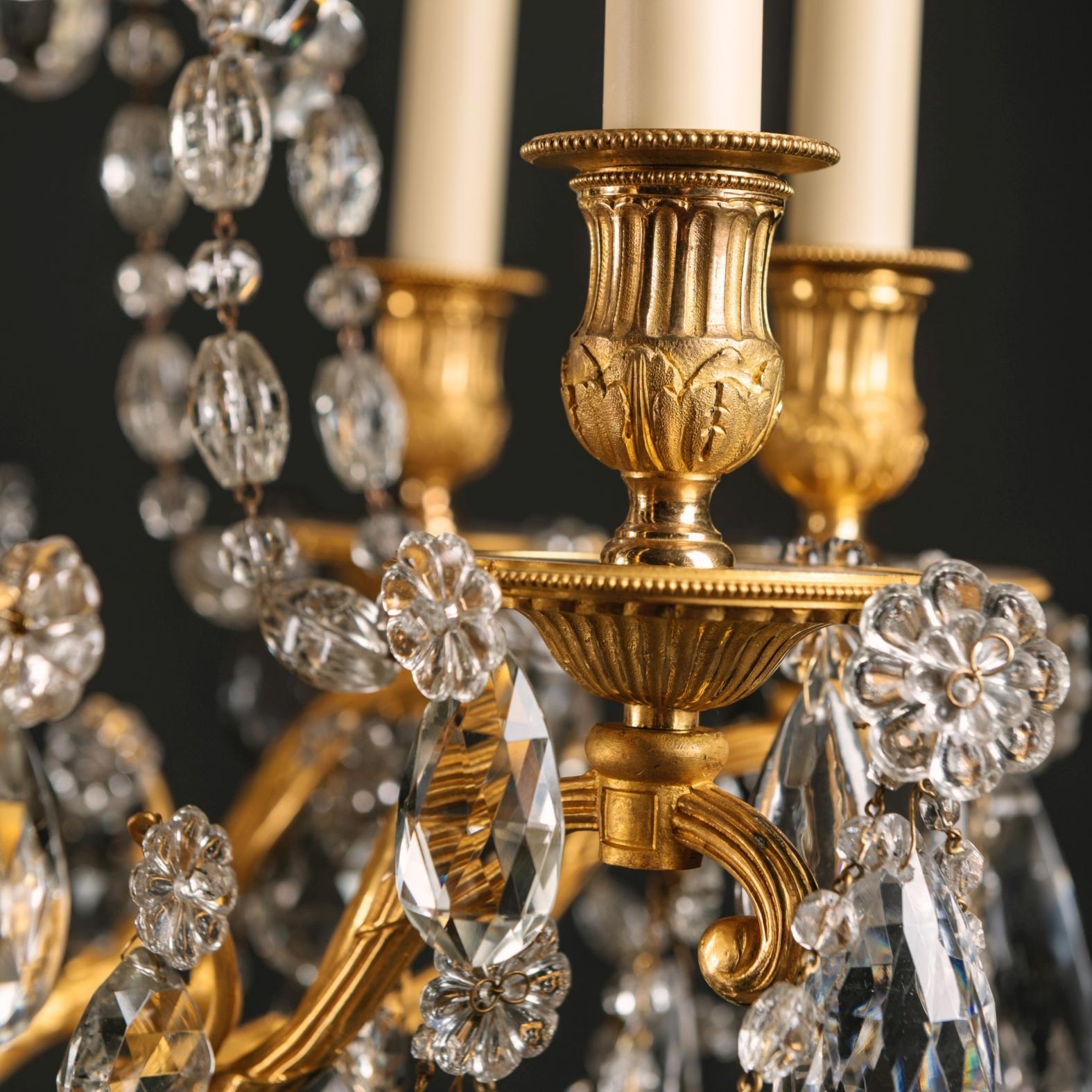 Louis XVI Style Gilt-Bronze and Cut-Glass Eight-Light Chandelier For Sale 2