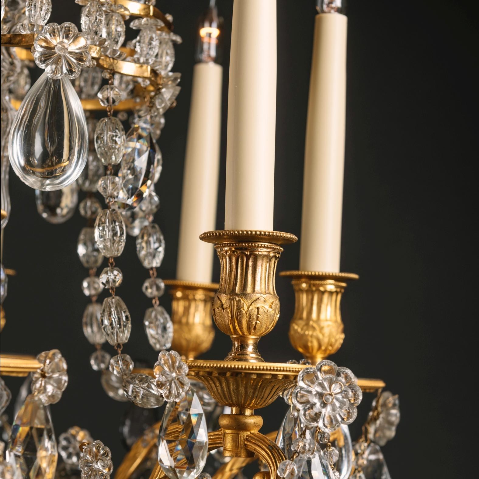 Louis XVI Style Gilt-Bronze and Cut-Glass Eight-Light Chandelier For Sale 3