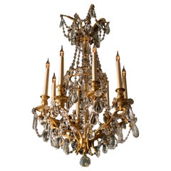 Antique Louis XVI Style Gilt-Bronze and Cut-Glass Eight-Light Chandelier