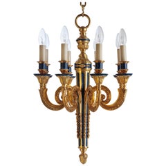 Louis XVI Style Gilt Bronze and Enamel Chandelier by Gherardo Degli Albizzi