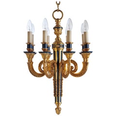 Louis XVI Style Gilt Bronze and Enamel Chandelier by Gherardo Degli Albizzi 