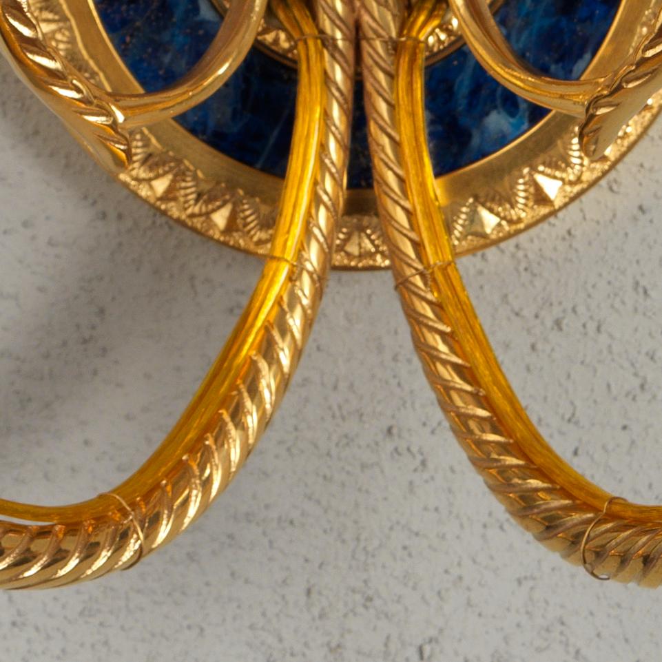 Wandleuchter im Louis-XVI-Stil aus vergoldeter Bronze und Lapis Lazuli von Gherardo Degli Albizzi (Italienisch) im Angebot