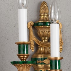 Louis XVI Style Gilt Bronze and Malachite Wall Sconce by Gherardo Degli Albizzi