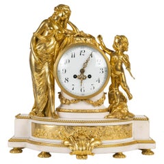 Louis XVI Style Gilt Bronze and Marble Clock, 19th Century.