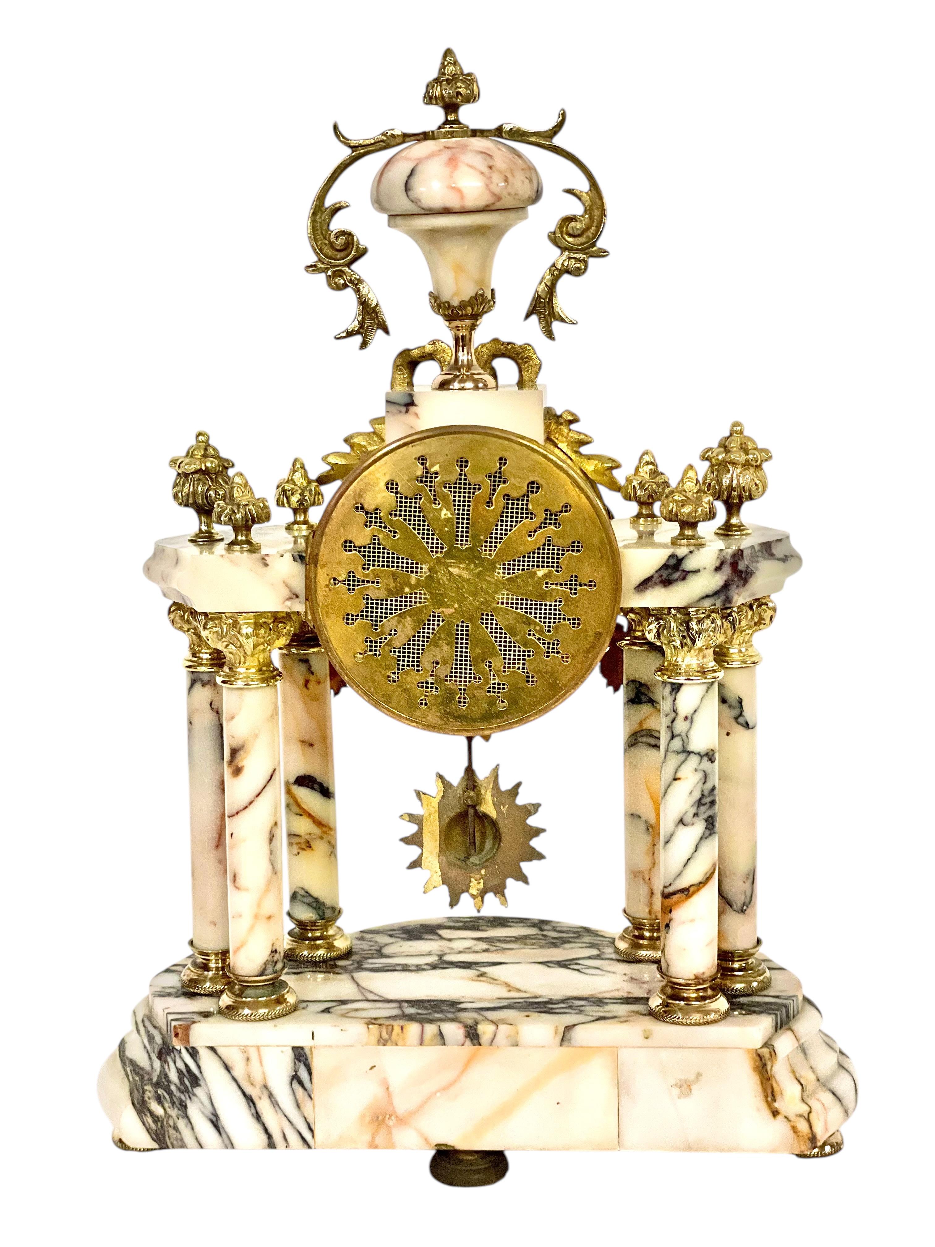 Louis XVI Style Gilt Bronze and Marble Clock 4