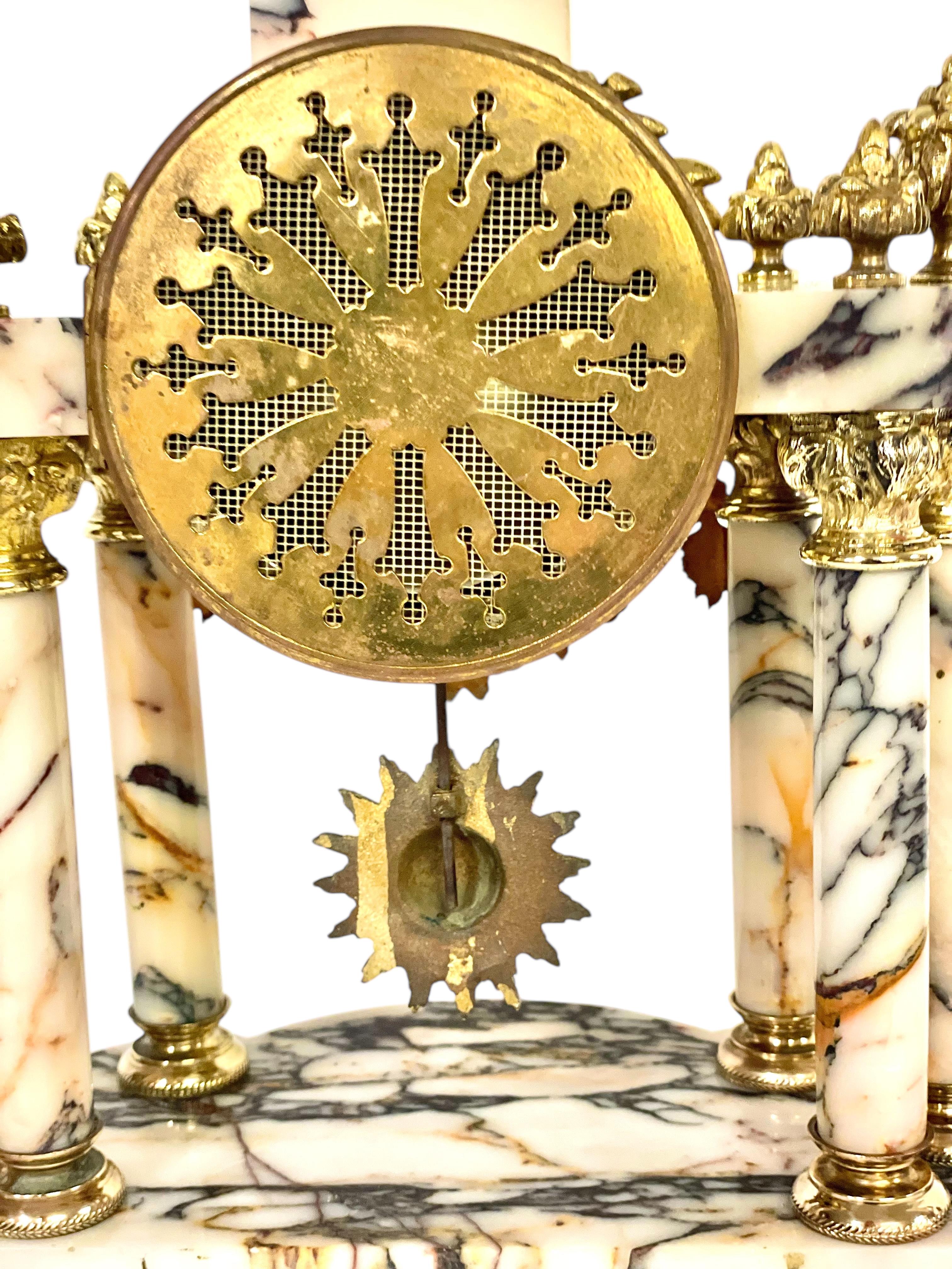 Louis XVI Style Gilt Bronze and Marble Clock 5
