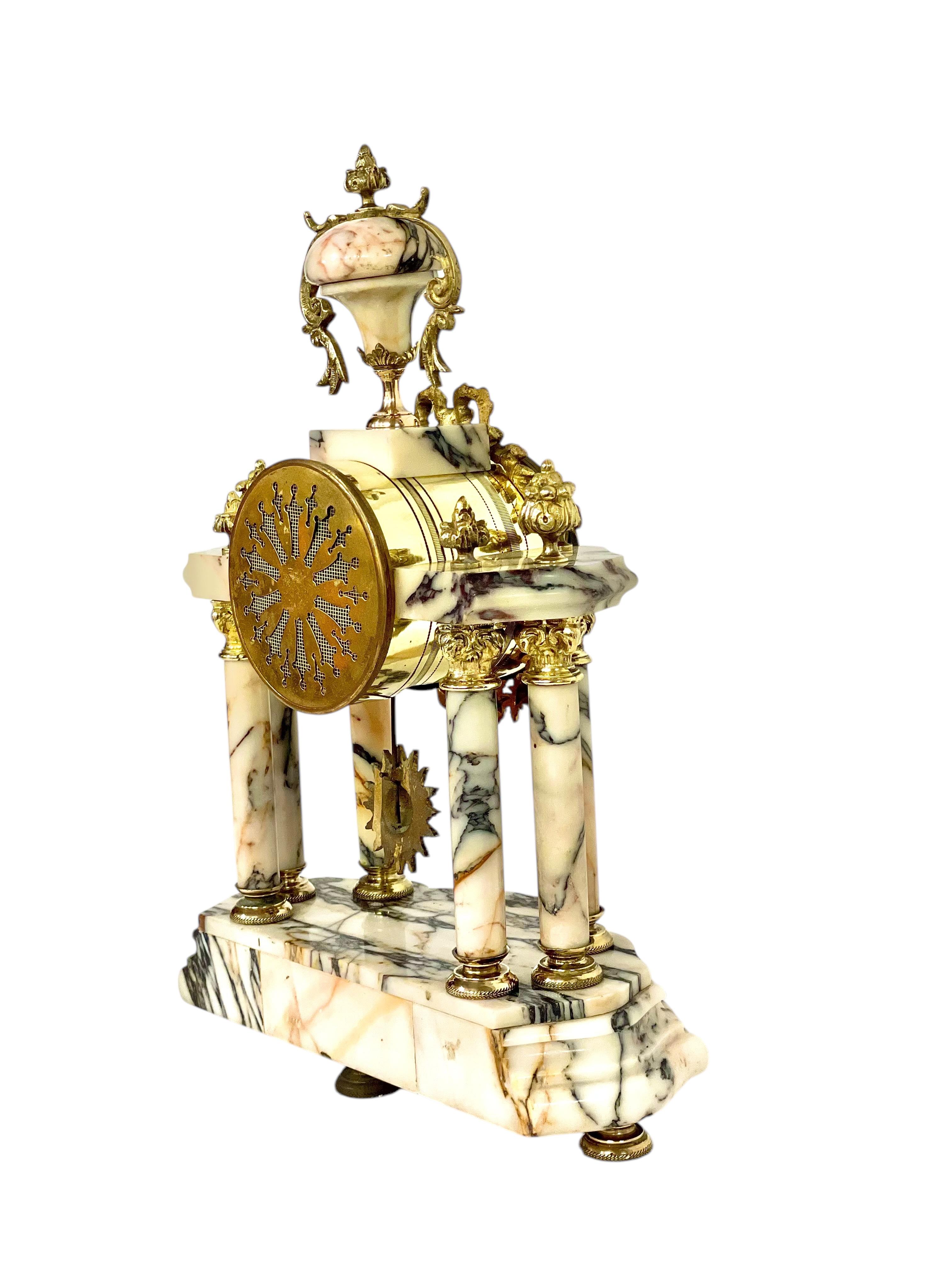 Louis XVI Style Gilt Bronze and Marble Clock 6