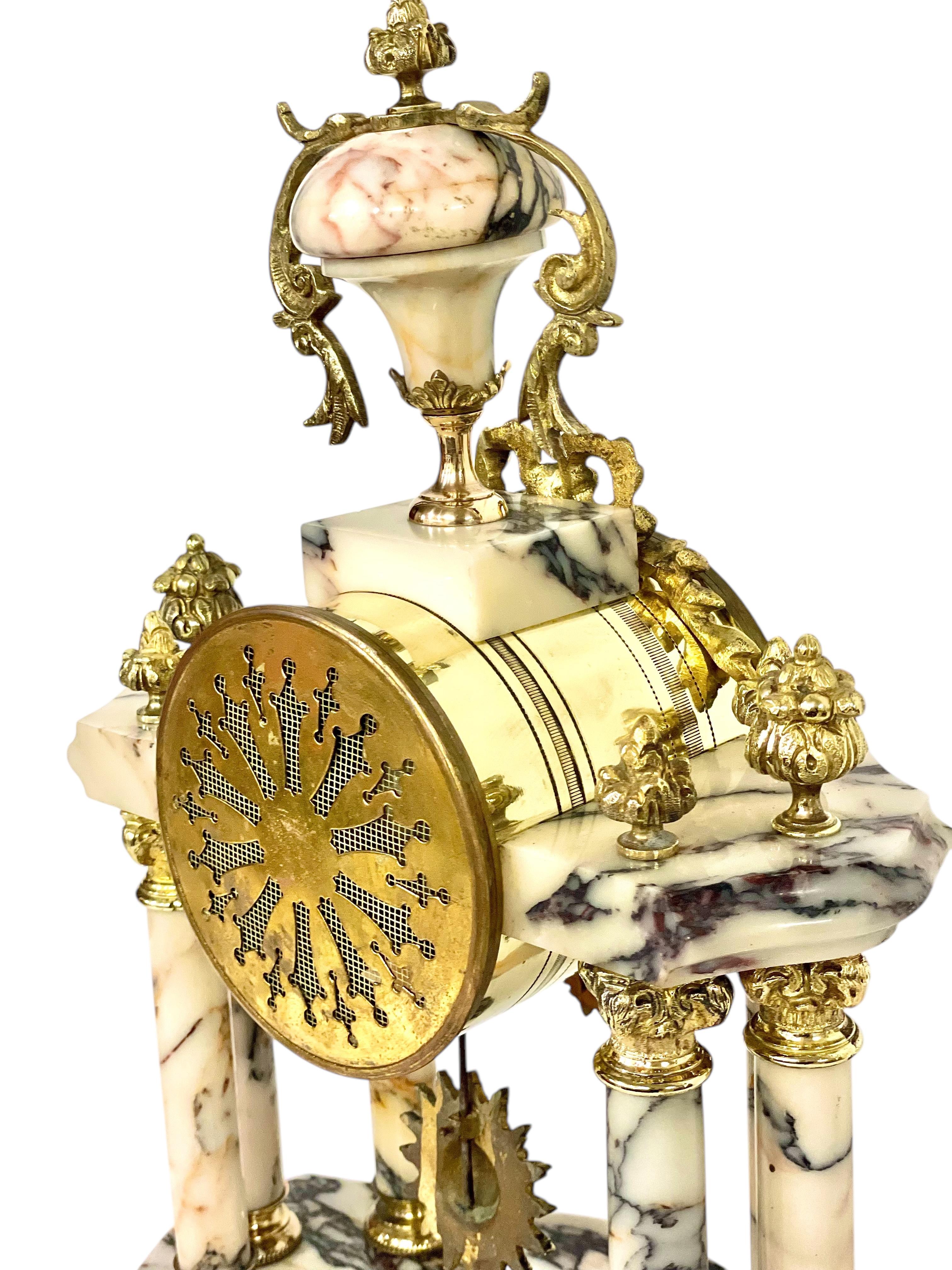 Louis XVI Style Gilt Bronze and Marble Clock 7