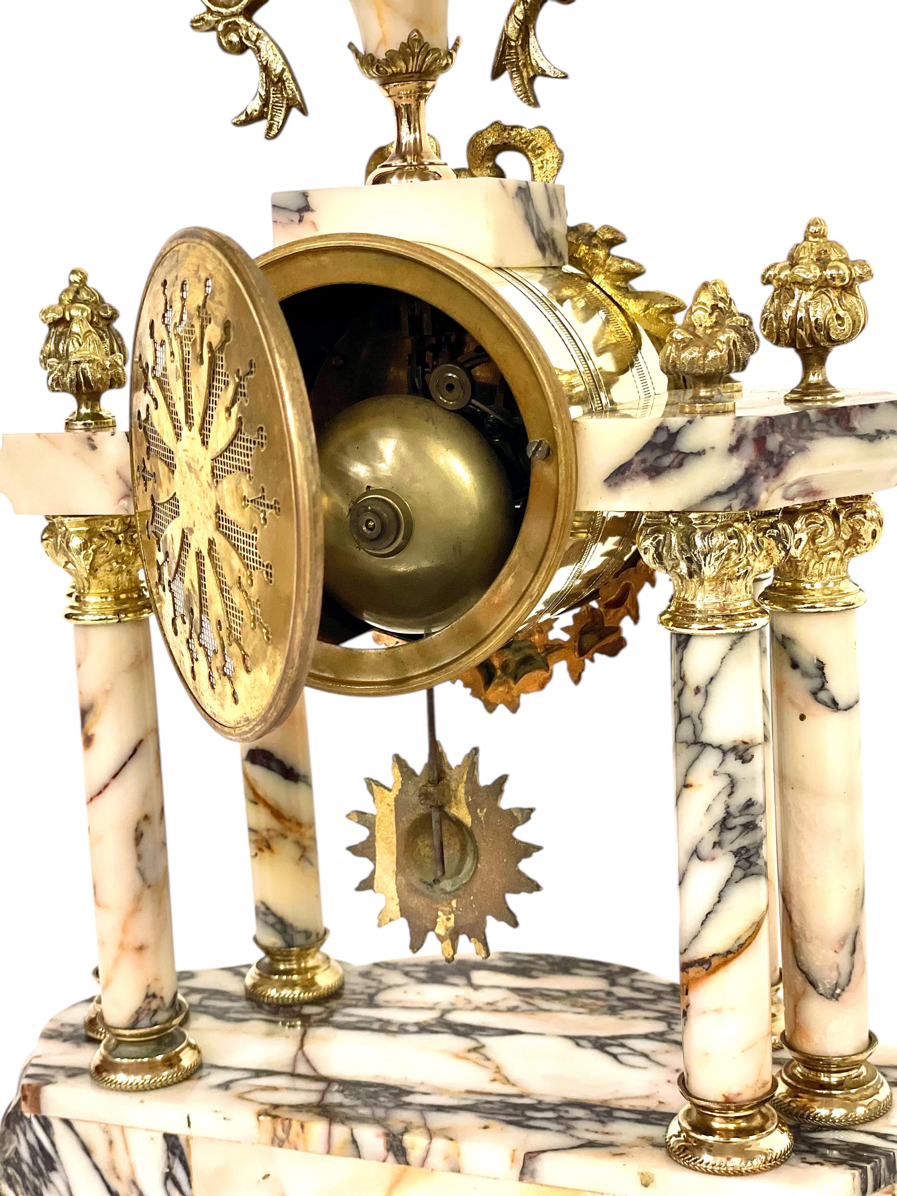 Louis XVI Style Gilt Bronze and Marble Clock 8