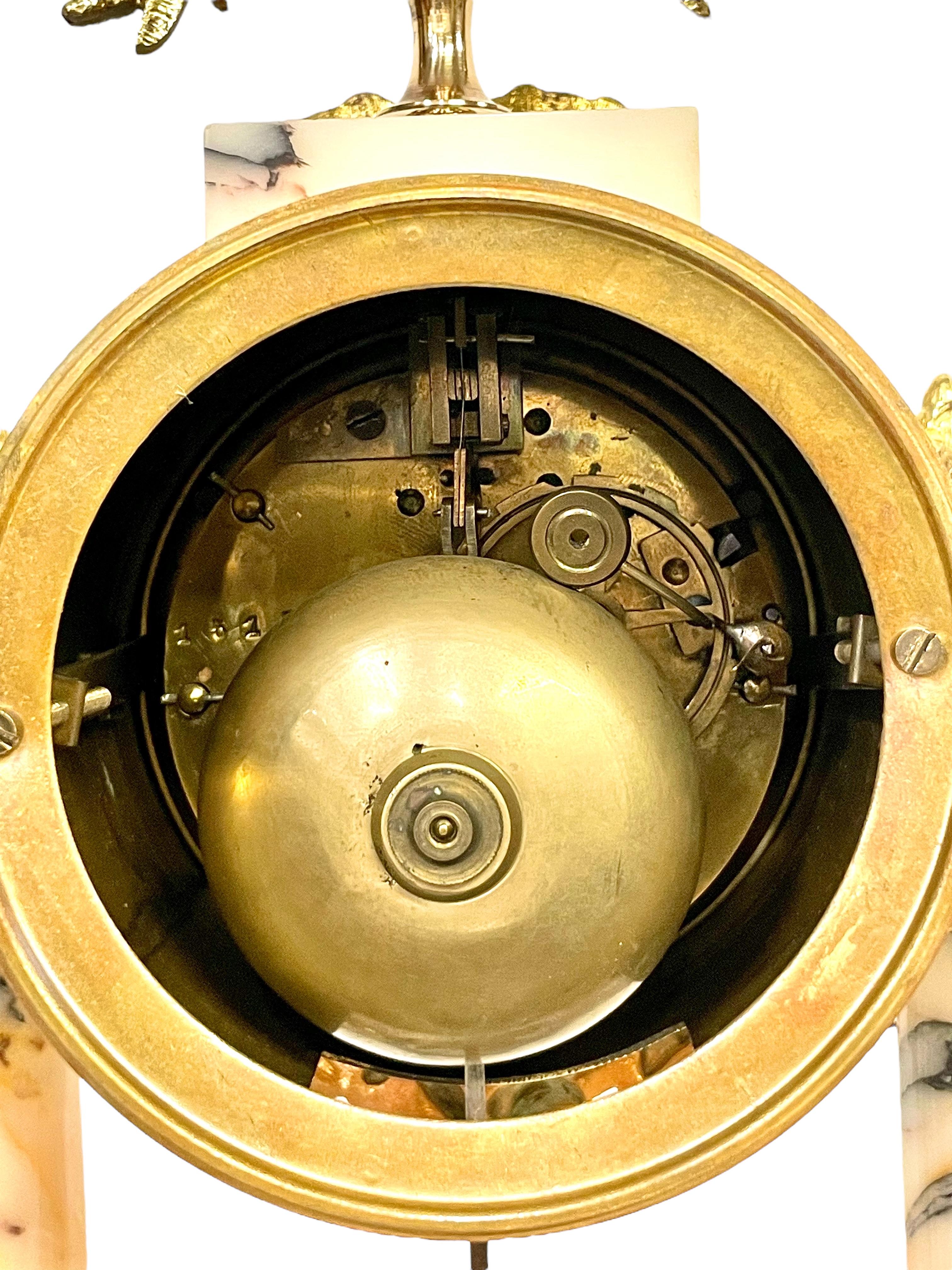 Louis XVI Style Gilt Bronze and Marble Clock 9