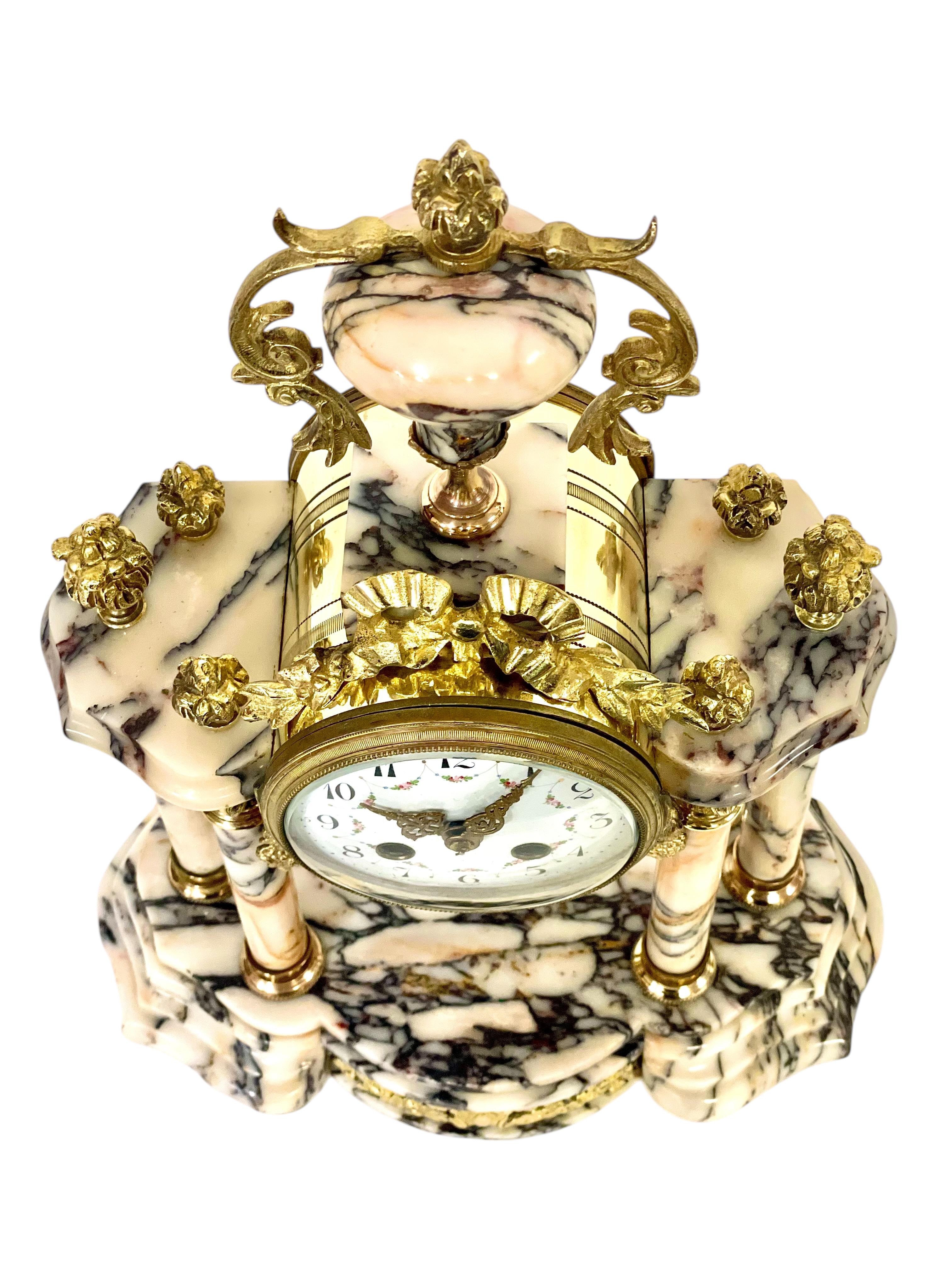 Louis XVI Style Gilt Bronze and Marble Clock 10