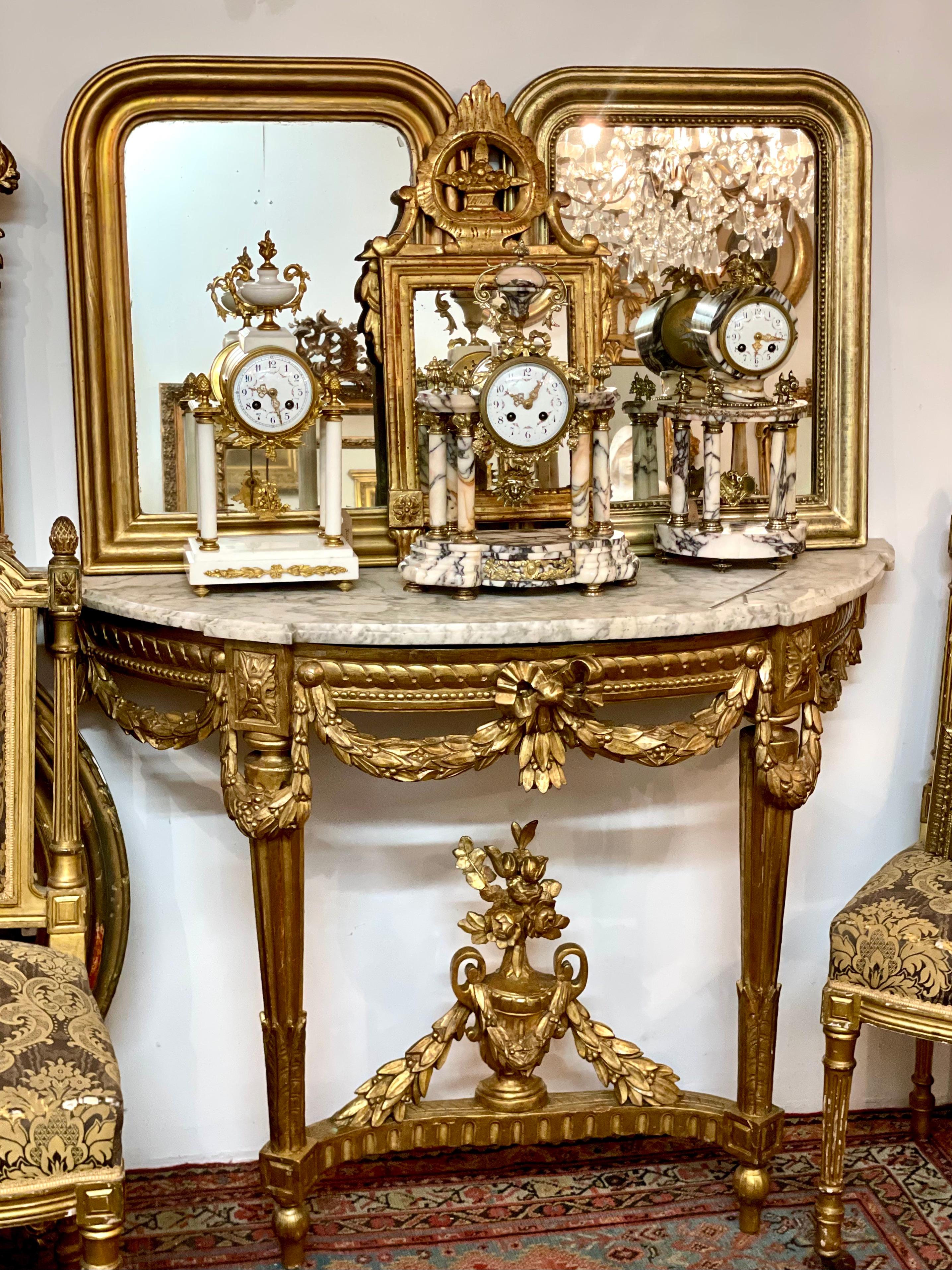 Louis XVI Style Gilt Bronze and Marble Clock 12