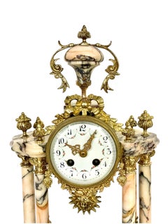 Louis XVI Style Gilt Bronze and Marble Clock