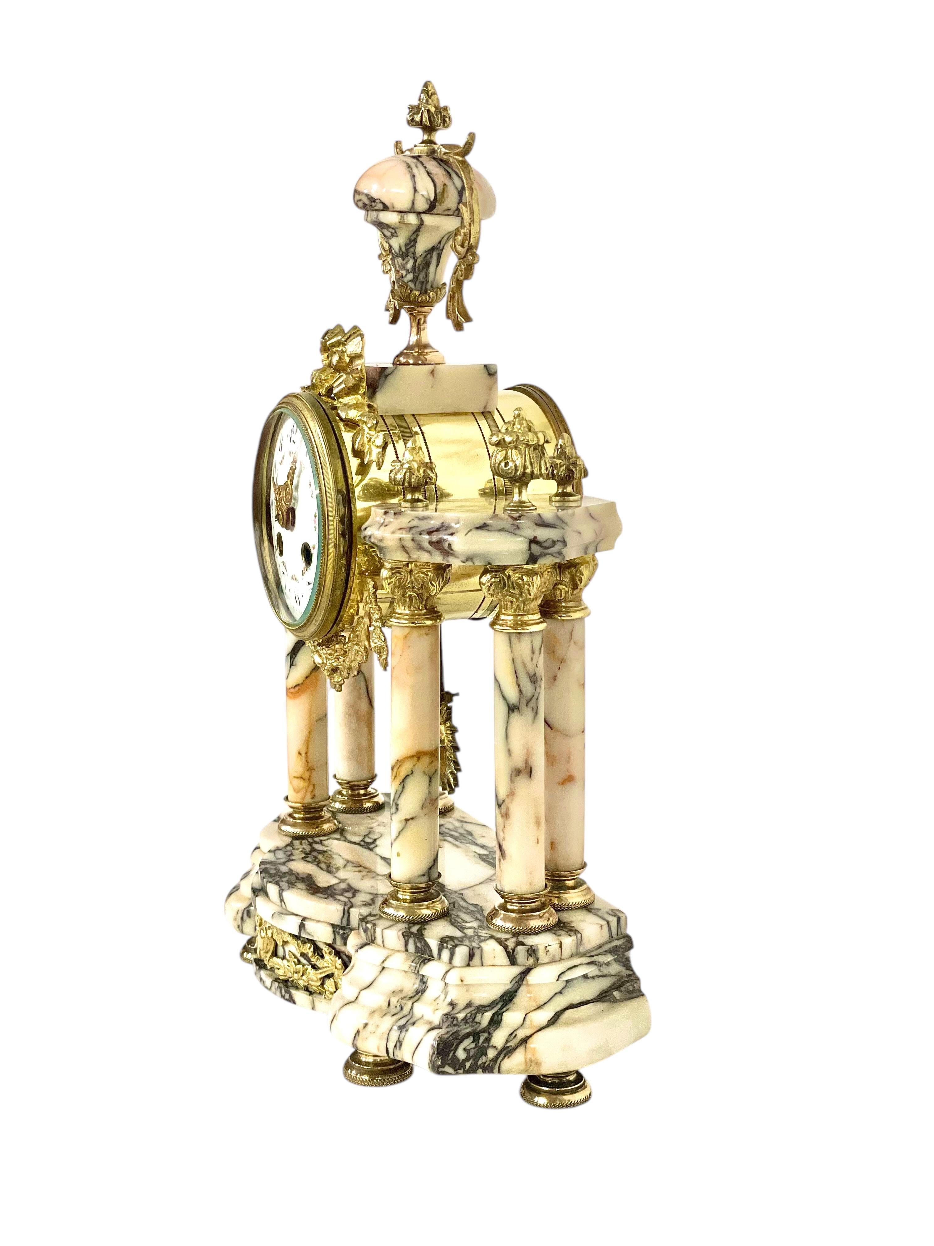 Louis XVI Style Gilt Bronze and Marble Clock 1