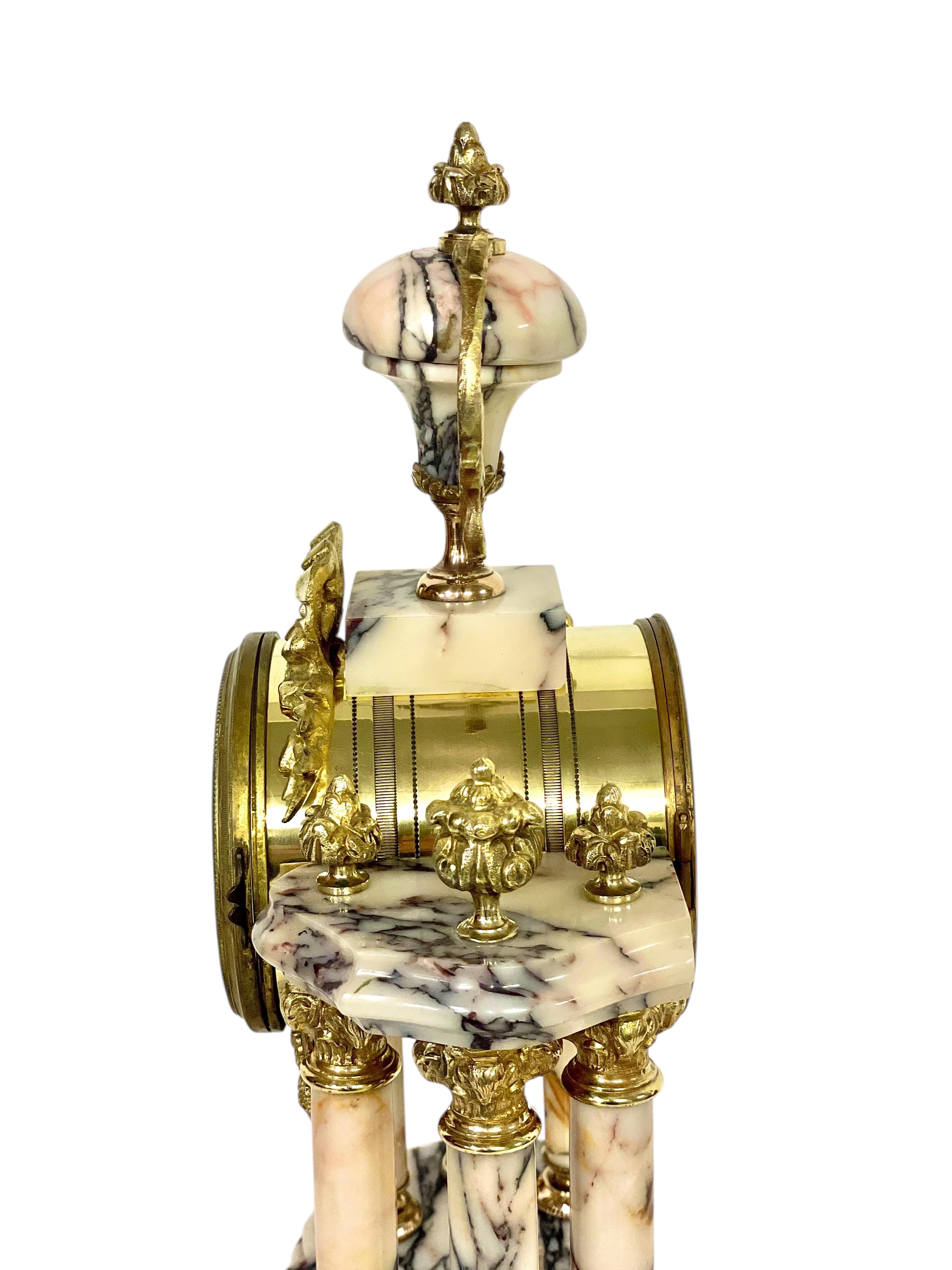Louis XVI Style Gilt Bronze and Marble Clock 3