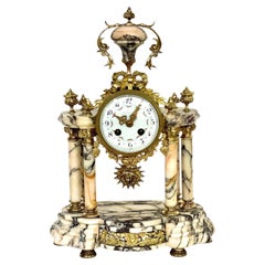 Louis XVI Style Gilt Bronze and Marble Clock