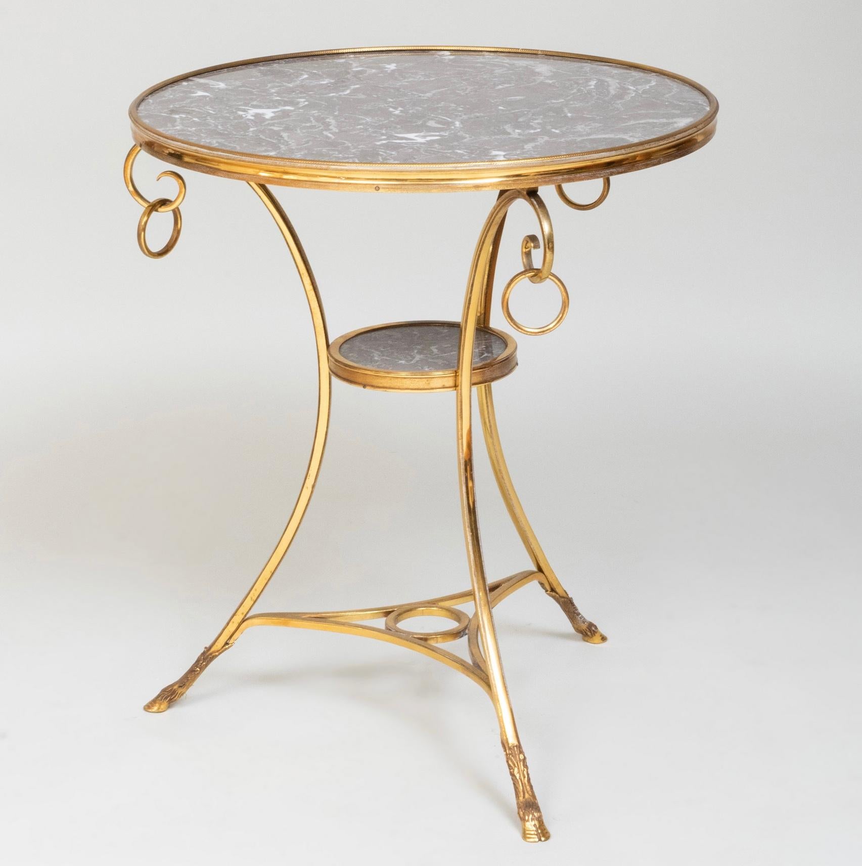 French Louis XVI Style Gilt Bronze and Marble Side Table For Sale