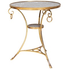 Table d'appoint de style Louis XVI en bronze doré et marbre