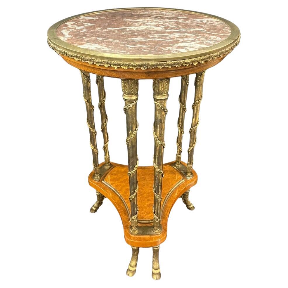 Louis XVI Style Gilt Bronze and Marble Top Gueridon Table
