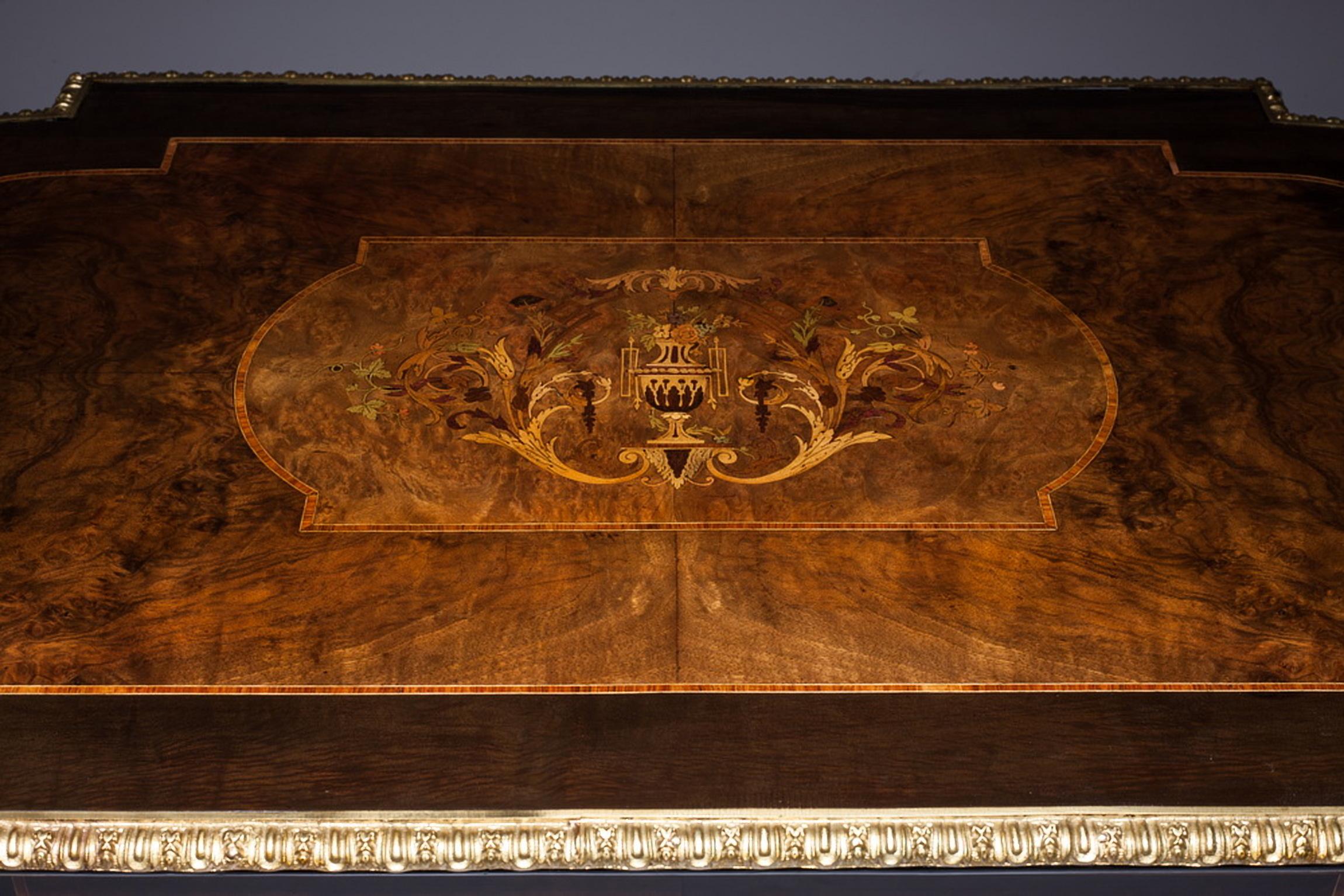 Louis XVI Style Gilt Bronze and Marquetry Center Table France, 19th Century 2