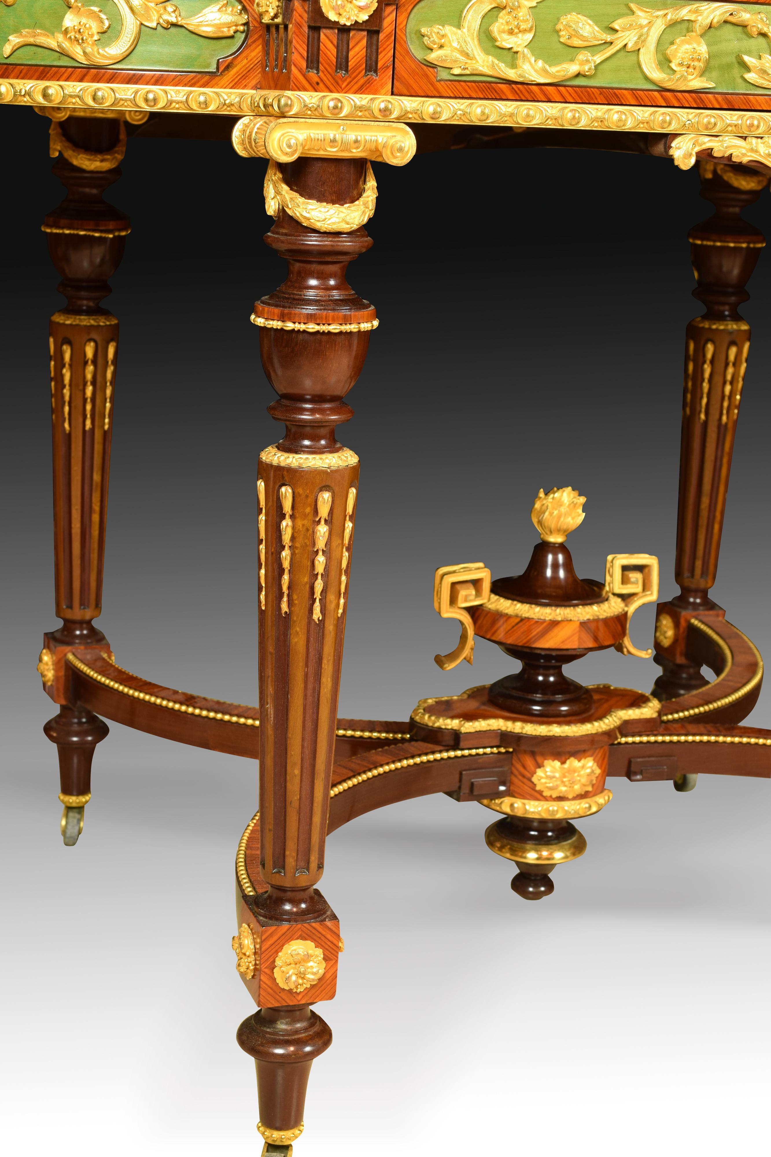 Louis XVI Style Gilt Bronze and Marquetry Centre Table, France, 19th Century For Sale 1