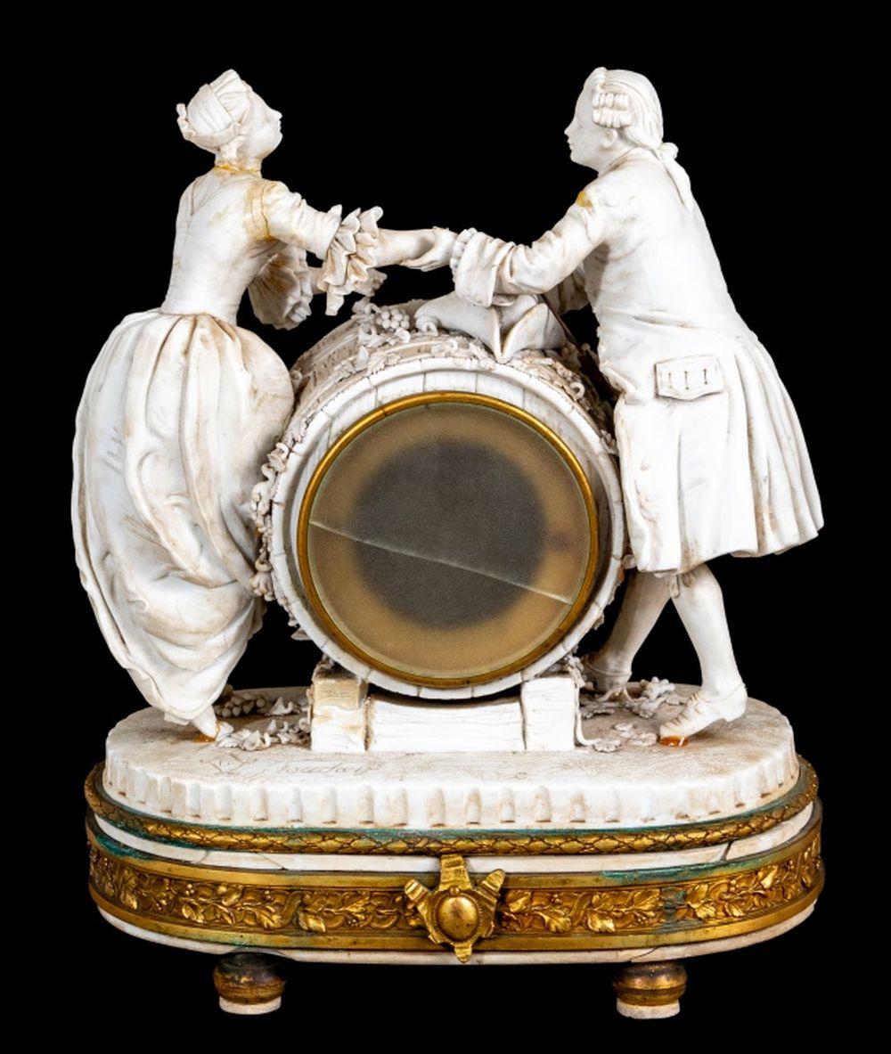 19th Century Louis XVI Style Gilt Bronze and Sevres Clock Set For Sale