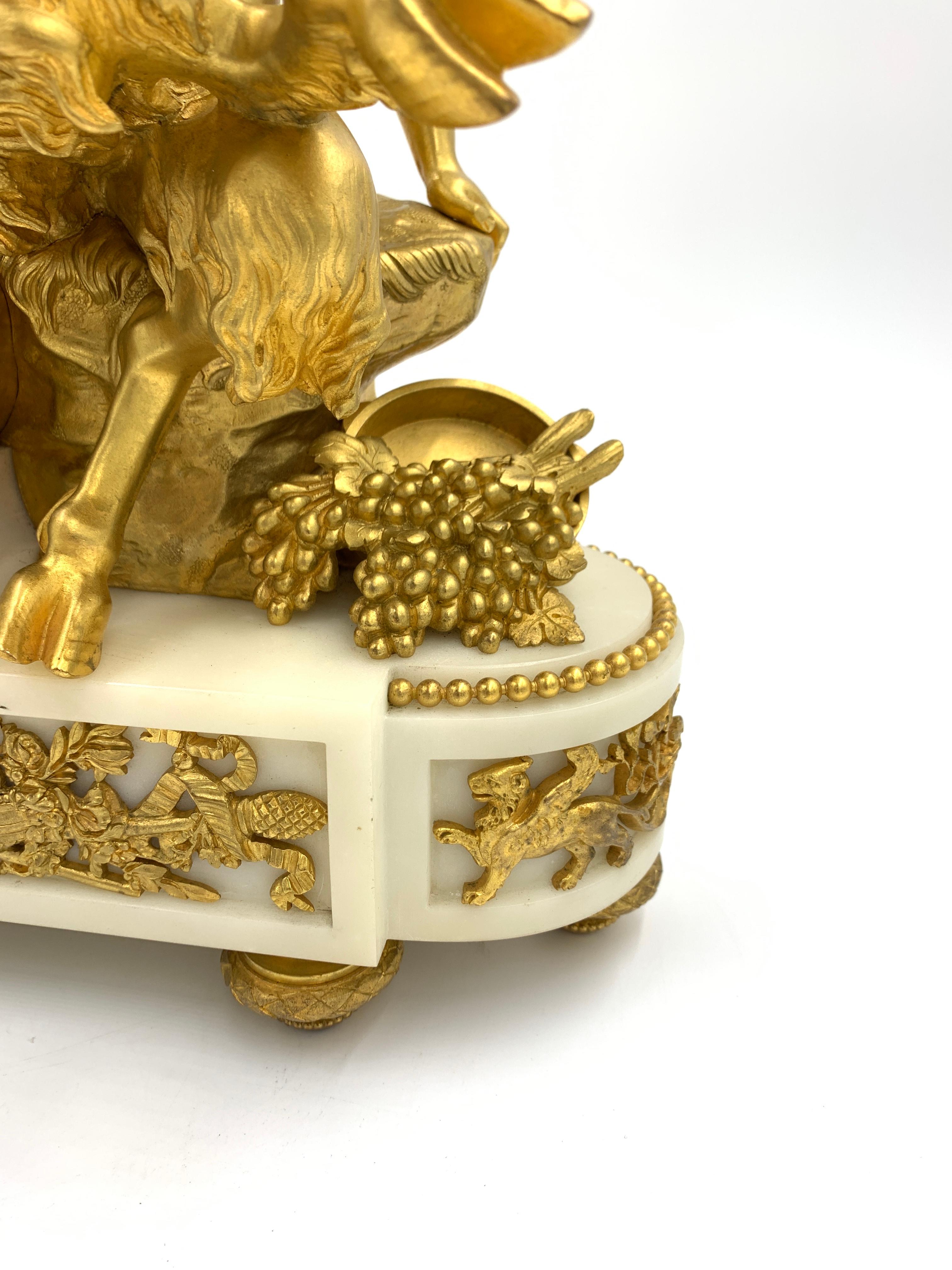 Louis XVI Style Gilt-Bronze and White Marble Clock, François Linke For Sale 1