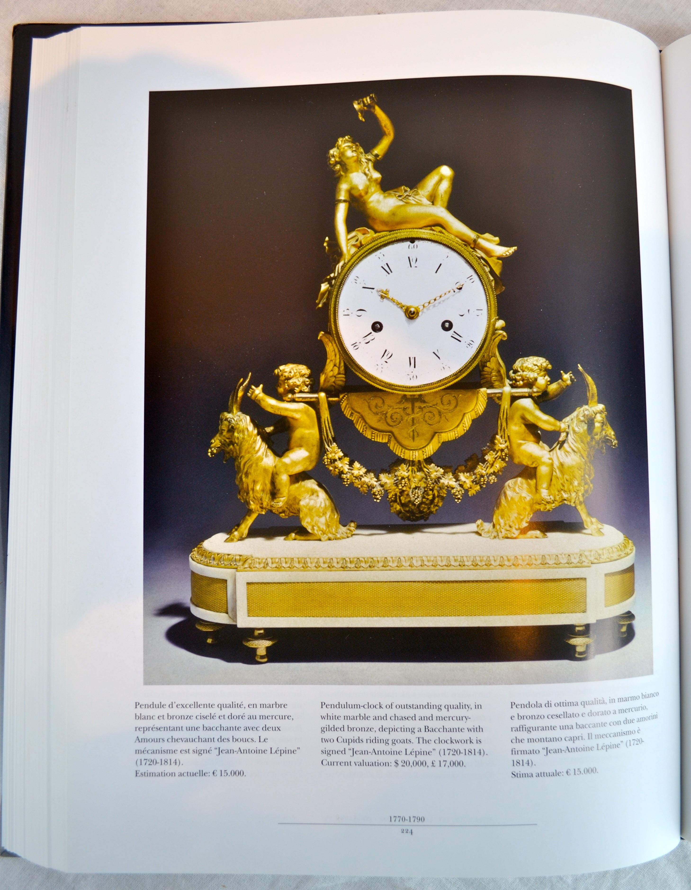 Uhr aus vergoldeter Bronze und weißem Marmor im Louis-XVI-Stil mit Bacchantin und Satyrn im Angebot 4