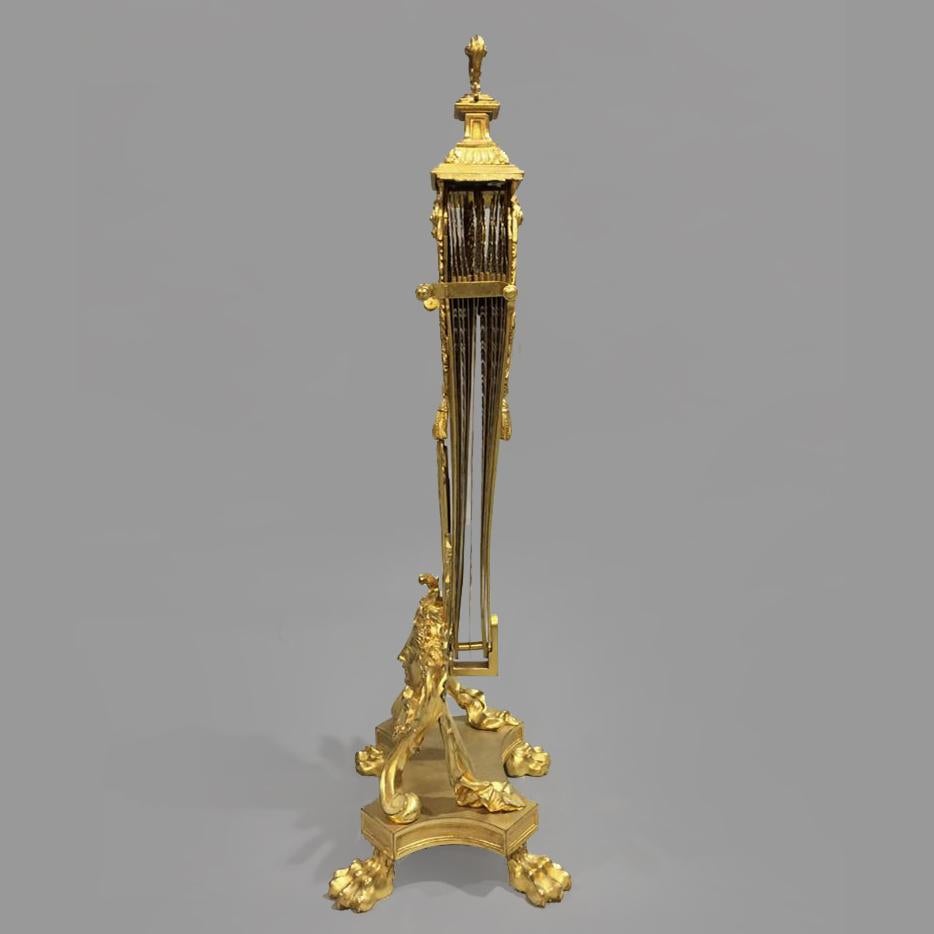 19th Century Louis XVI Style Gilt-Bronze Fan Shaped Fire Screen For Sale