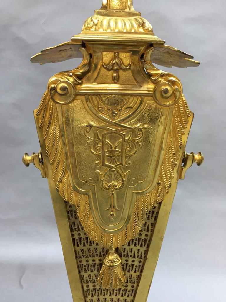 Louis XVI Style Gilt-Bronze Fan Shaped Fire Screen For Sale 2