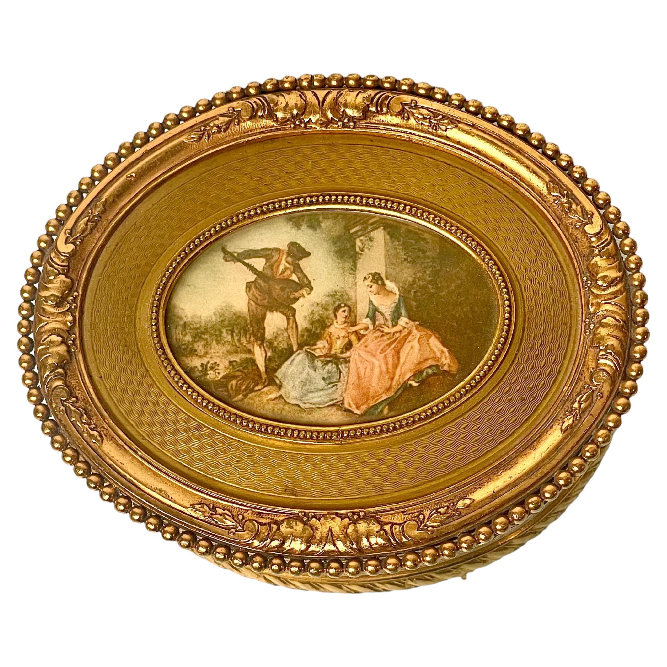 Boîte à bijoux de style Louis XVI en bronze doré en vente
