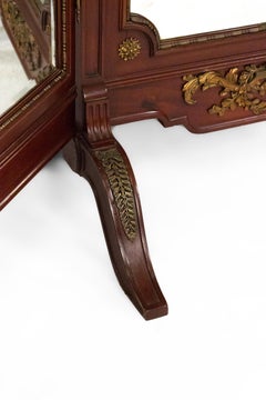 Louis XVI Style Gilt Bronze Mahogany Dressing Mirror