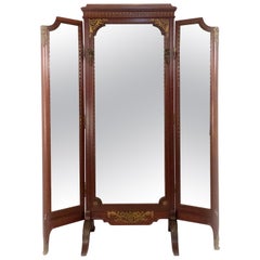 Louis XVI Style Gilt Bronze Mahogany Dressing Mirror
